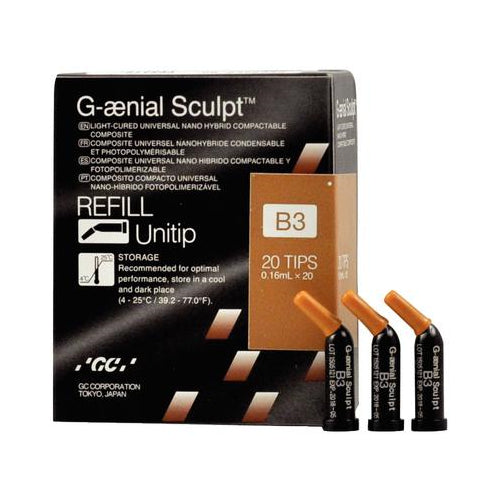 GC 009176 G-aenial Sculpt Light Cure Universal Composite Unitips 20/Pk B3 0.16 mL GC 009176 G-aenial Sculpt Light Cure Universal Composite Unitips 20/Pk B3 0.16 mL